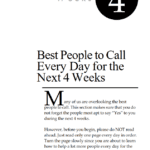 A magazine article about people to call every day for the next 4 weeks.